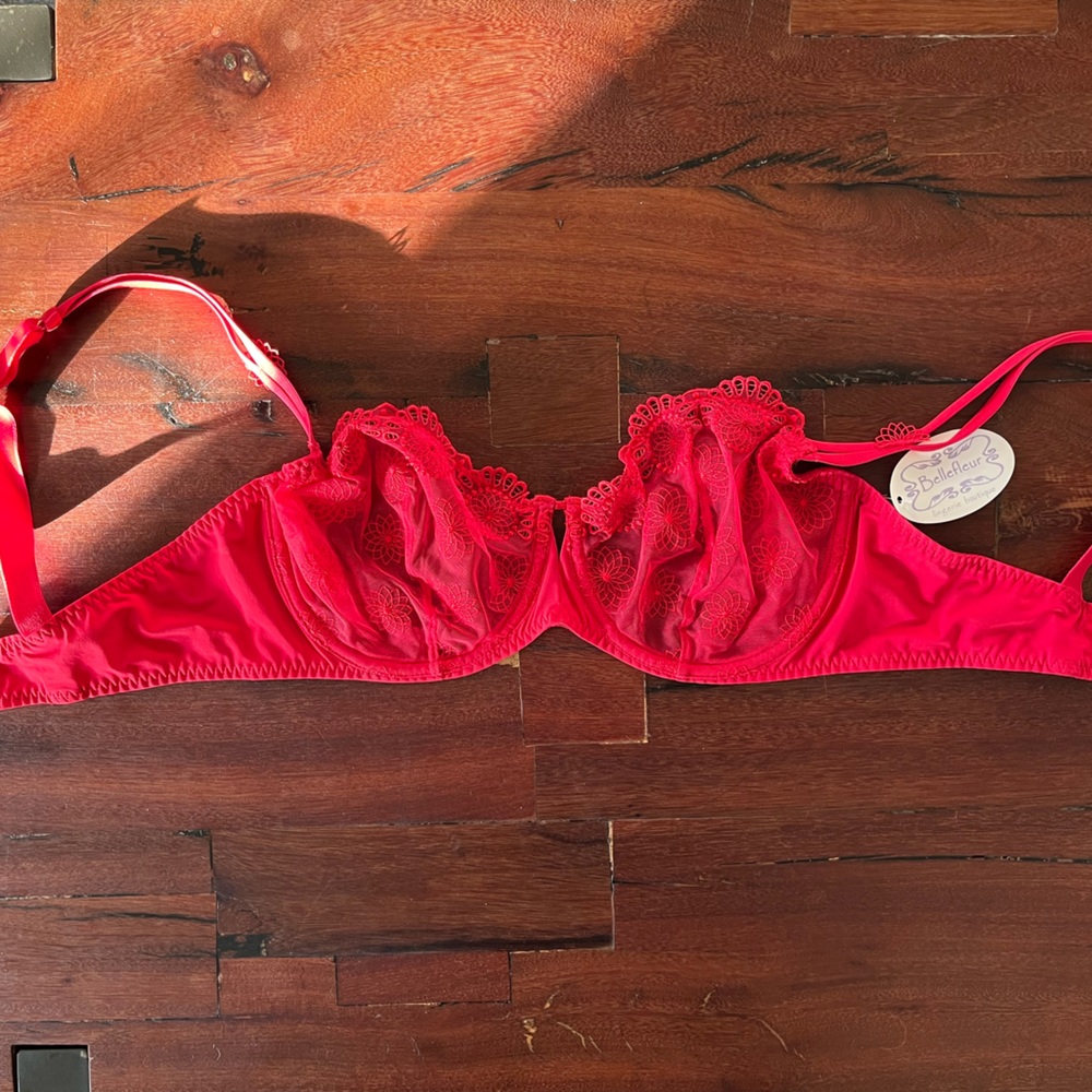 NWT - French Lace Bra – Red with small rhinestones